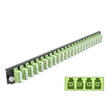 Painel frontal de caixa de fusão DeLOCK 19 polegadas 24 portas LC quad verde-limão