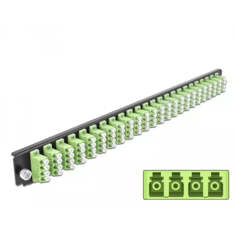 Painel frontal de caixa de fusão DeLOCK 19 polegadas 24 portas LC quad verde-limão