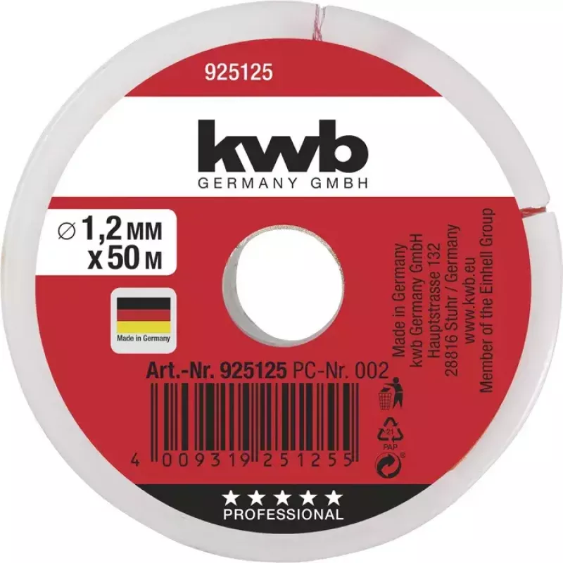 Corda KWB 925125 50 m nylon vermelho 1,2 mm