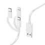 Cabo de carregamento múltiplo 3-em-1 Hama, USB-A – Micro-USB, USB-C e Lightning, 1,0 m, branco