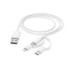Cabo de carregamento múltiplo 3-em-1 Hama, USB-A – Micro-USB, USB-C e Lightning, 1,0 m, branco
