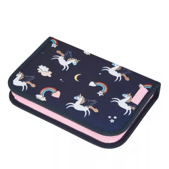 Estojo de lápis preenchido Herlitz Dreamy Unicorn, 19 peças, azul-escuro
