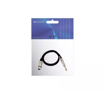 Cabo de áudio XLR 3 pinos conector fêmea para ficha jack 6,35 mm 0,9 m Omnitronic 3022516L