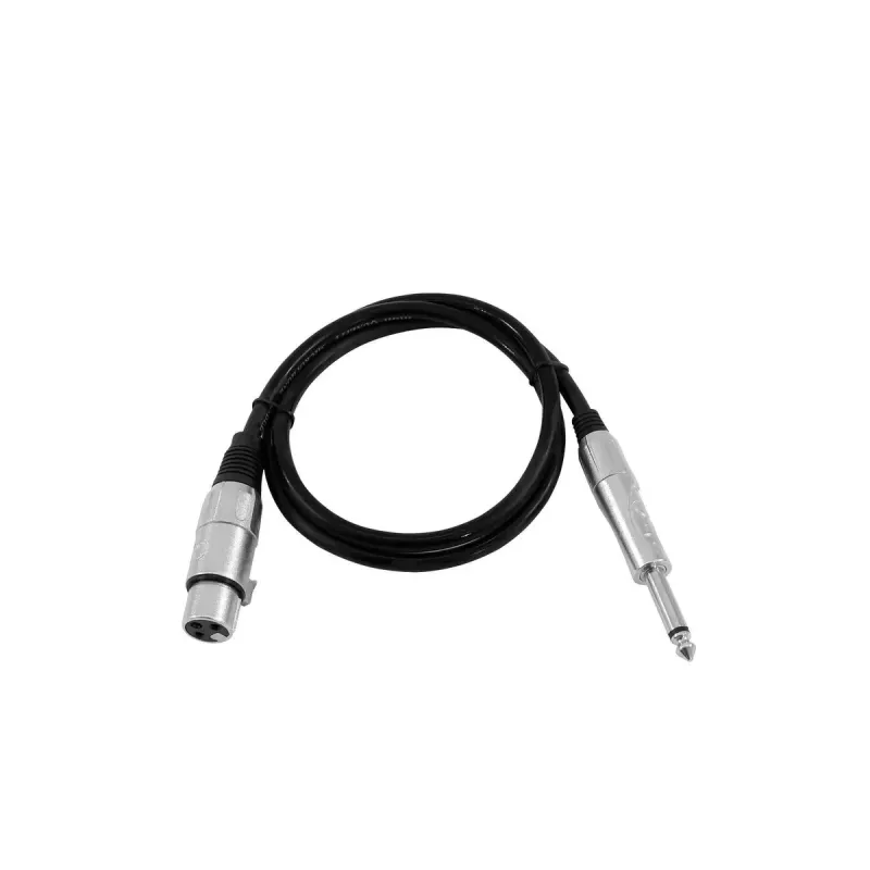 Omnitronic 3022516L cabo adaptador XLR, XLR fêmea de 3 pinos para jack macho de 6,3 mm (mono), 0,9 m, preto