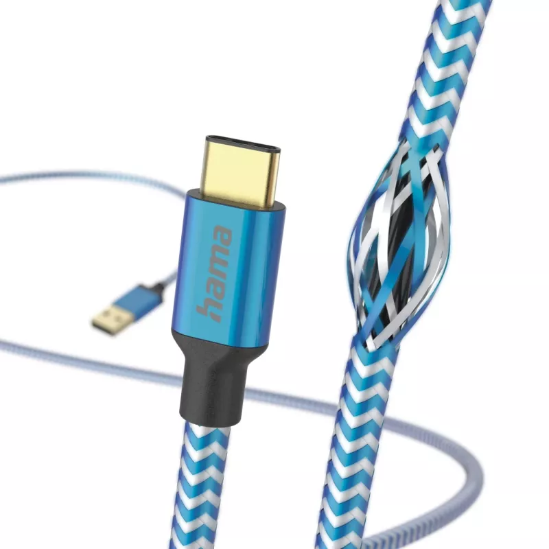 Hama Cabo USB refletor USB 2.0 1,5 m USB A USB C azul