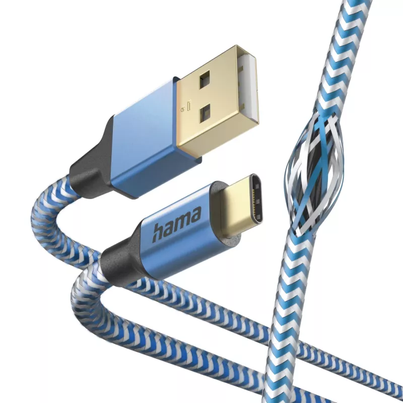 Hama Cabo USB refletor USB 2.0 1,5 m USB A USB C azul