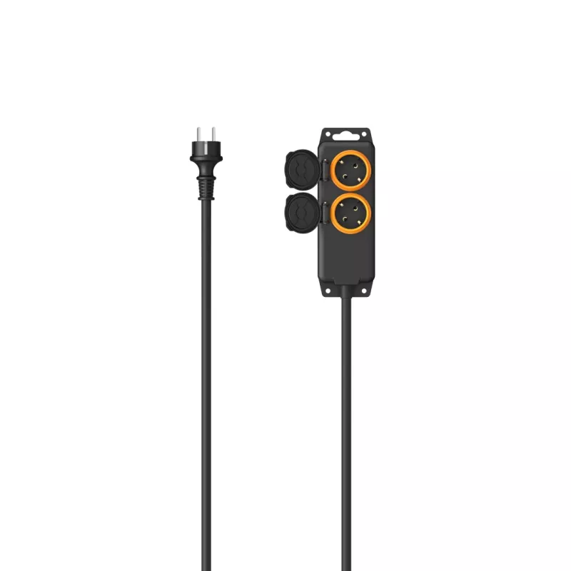 Hama 00223061 Cabo de extensão 2 m 2 tomadas AC exterior preto