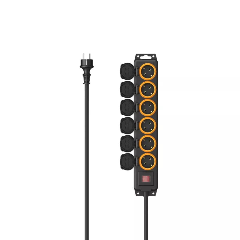 Hama 00223065 Cabo de extensão 2 m 6 tomada(s) AC exterior preto