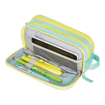 Estojo de lápis Herlitz Neon Soft poliéster menta amarelo 235x110x75mm