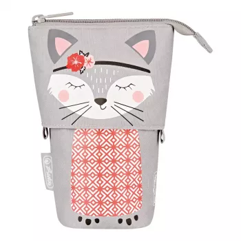Estojo de lápis macio Herlitz Kitty poliéster cinzento rosa branco
