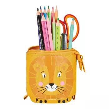 Estojo de lápis macio Herlitz Lion 140 mm x 75 mm x 185 mm poliéster laranja amarelo