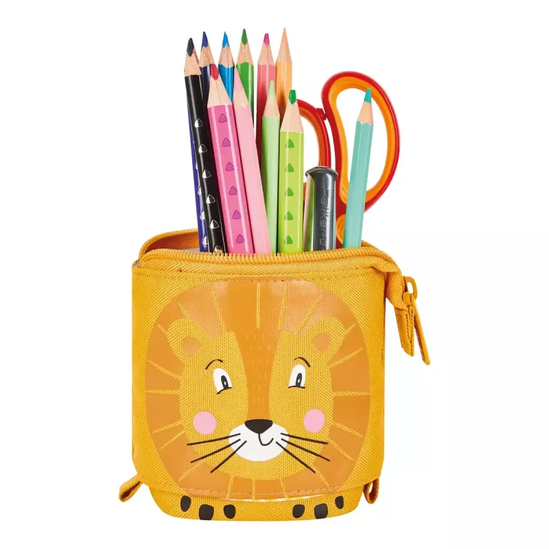 Herlitz 300001508 Lion estojo flexível, poliéster, laranja/amarelo