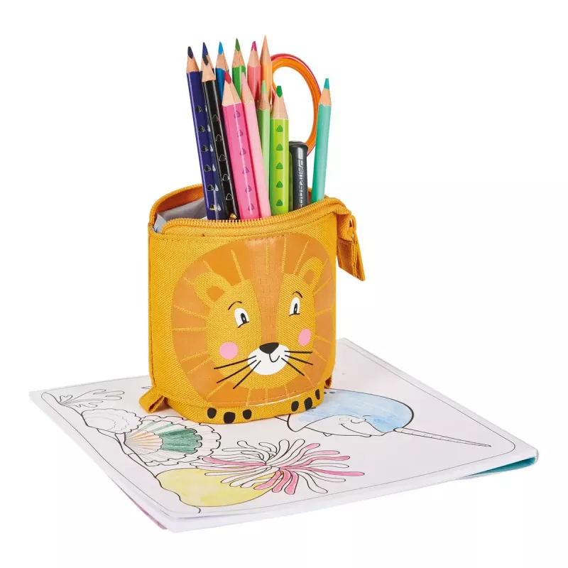 Herlitz 300001508 Lion estojo flexível, poliéster, laranja/amarelo