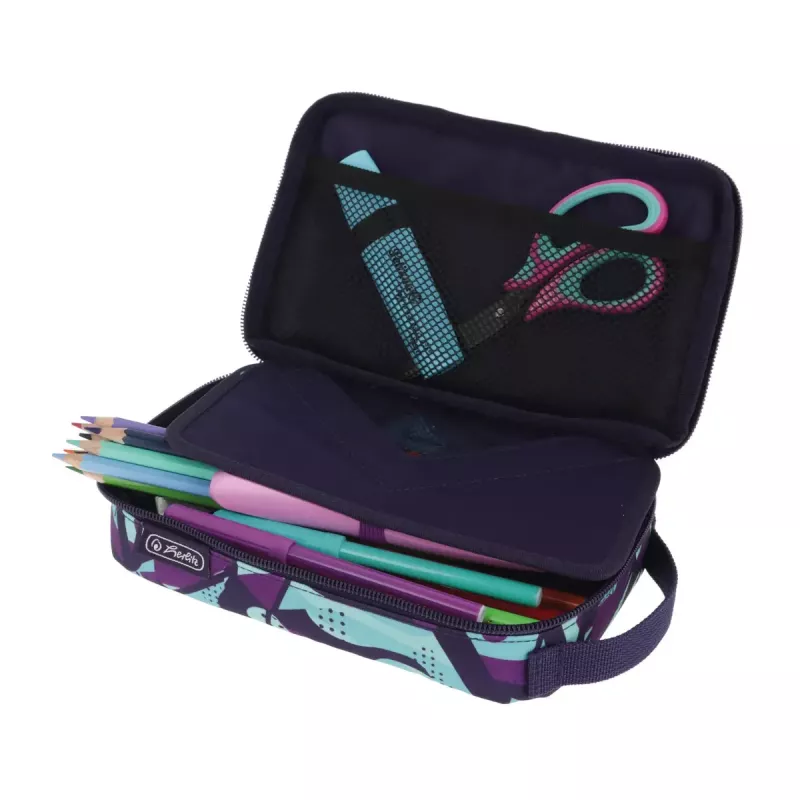 Estojo de lápis Herlitz 2 Go CamoPurple poliéster azul roxo 210x130x60mm