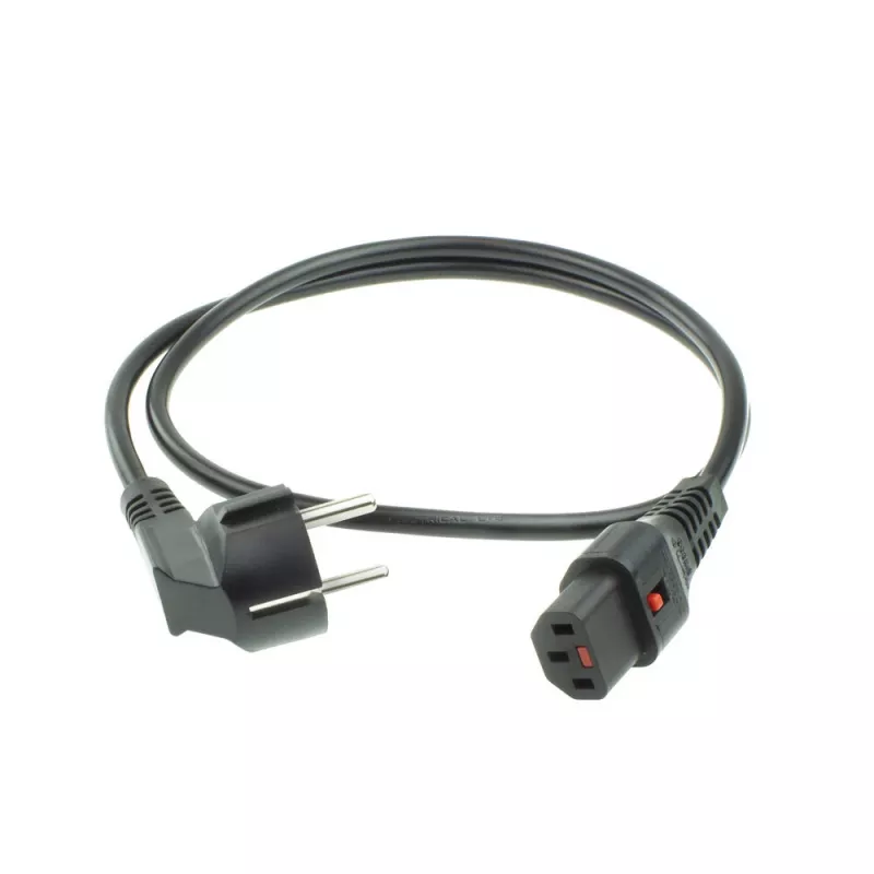 ACT cabo de alimentação ficha CEE 7/7 (angular) - C13 IEC Lock preto 2 m, EL182S, pack de 5
