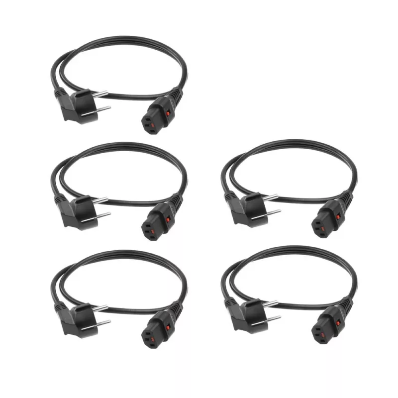 ACT cabo de alimentação ficha CEE 7/7 (angular) - C13 IEC Lock preto 2 m, EL182S, pack de 5