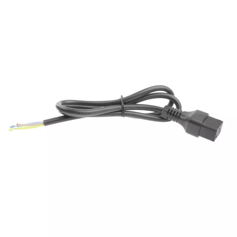 ACT cabo de alimentação C19 IEC Lock – extremidade aberta preto 2 m, PC1174, pack de 5