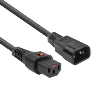 ACT cabo de alimentação C13 IEC Lock - C14 preto 2 m, PC1021, pack de 5