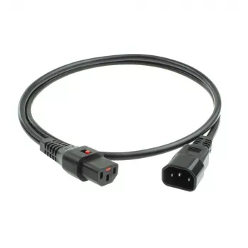 ACT cabo de alimentação C13 IEC Lock - C14 preto 2 m, PC1021, pack de 5