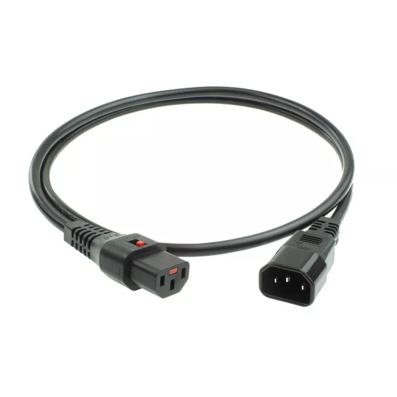 ACT cabo de alimentação C13 IEC Lock - C14 preto 2 m, PC1021, pack de 5