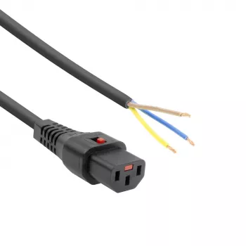 ACT cabo de alimentação C13 IEC Lock - extremidade aberta preto 2 m, PC1025, pack de 5