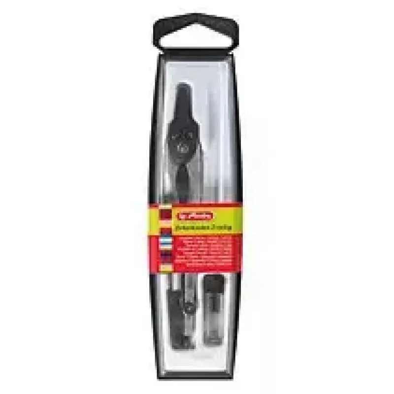 Herlitz 8710006 Conjunto de compasso em estojo, 2 peças, 110 mm, preto