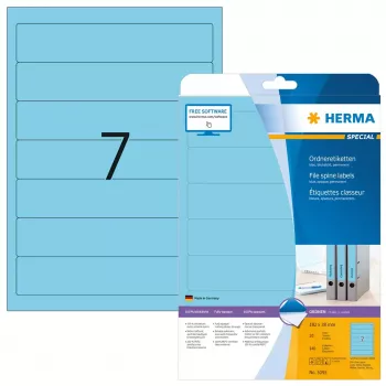 HERMA 5093 Etiquetas para dossiers A4 192 x 38 mm, azul, 175 unid. (25 folhas x 7)