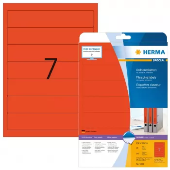 Etiquetas de arquivo HERMA A4 192x38 mm vermelho papel mate opaco 140 unid.