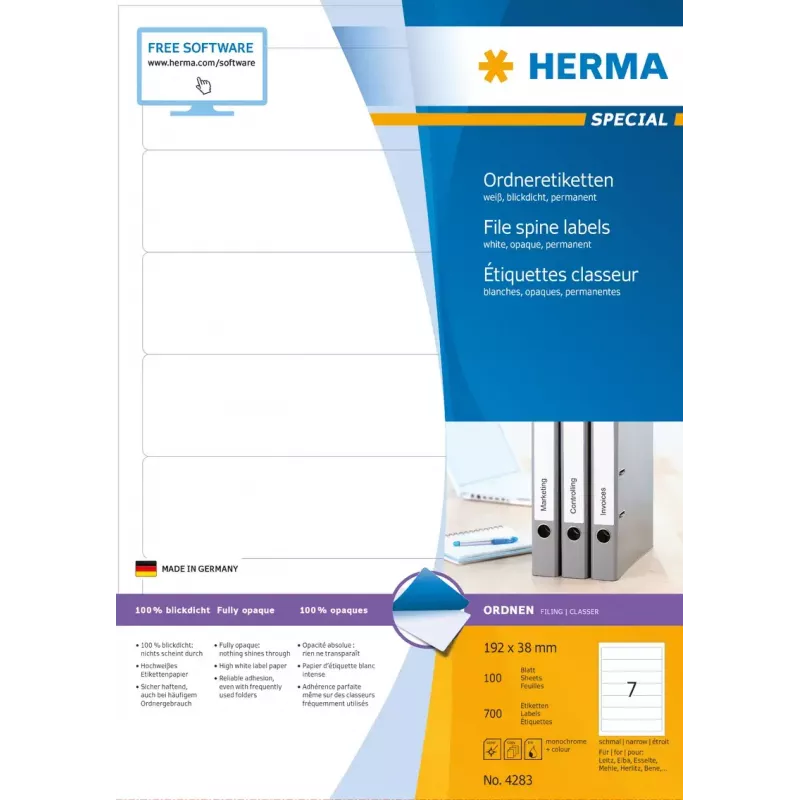 Etiqueta autoadesiva para impressora HERMA A4 192x38 mm 700 unid.