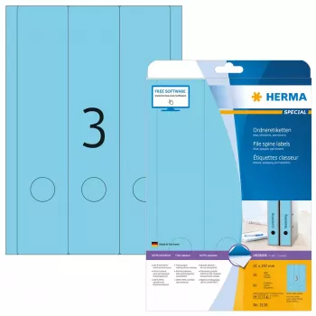 Etiquetas de arquivo HERMA A4 61x297 mm azul papel mate opaco 60 unid.