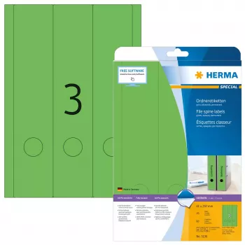 Etiquetas de arquivo HERMA A4 61x297 mm verde papel mate opaco 60 unid.