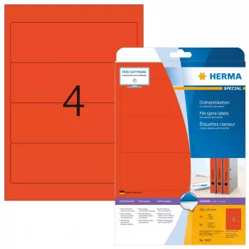 Etiquetas de arquivo HERMA A4 192x61 mm vermelho papel mate opaco 80 unid.