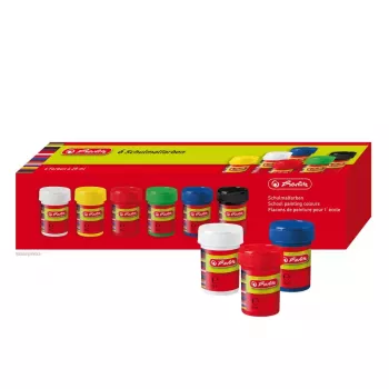 Tinta à base de água Herlitz 8643025 preto azul verde vermelho branco amarelo 25 ml vidro 6 unid.