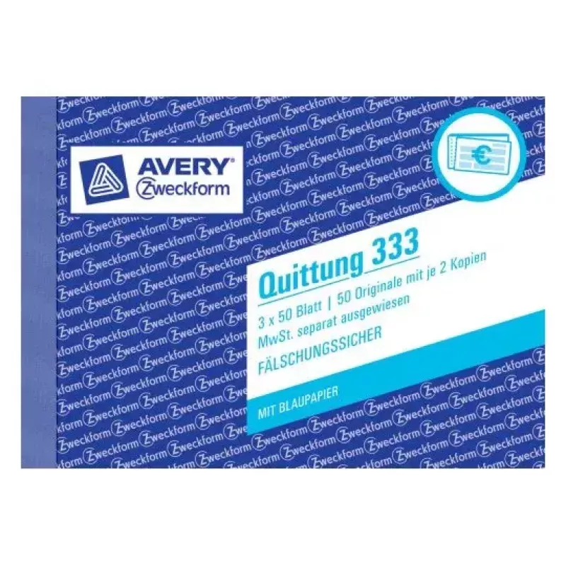 Avery Zweckform 333 Livro de recibos (Quittung), IVA discriminado