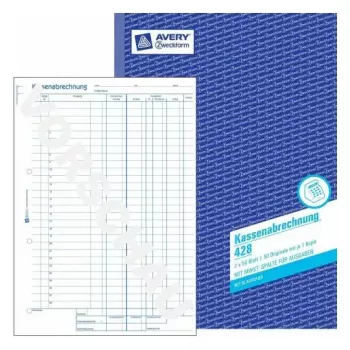 Livro de administração Avery 428 azul branco amarelo