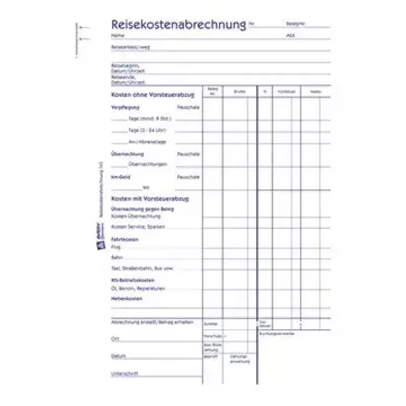 Avery Zweckform 743 Livro de formulários de despesas de viagem, A5, 50 folhas
