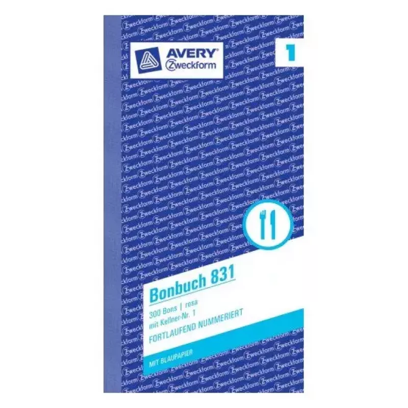 Avery Zweckform 831 Bloco de pedidos para empregados de mesa (Bonbuch), 105 x 198 mm, rosa, 2 x 50 folhas