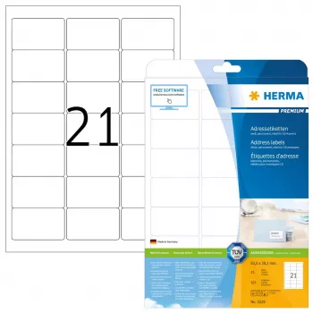 Etiquetas de endereço Premium HERMA 5029 A4 63,5x38,1 mm 525 unidades