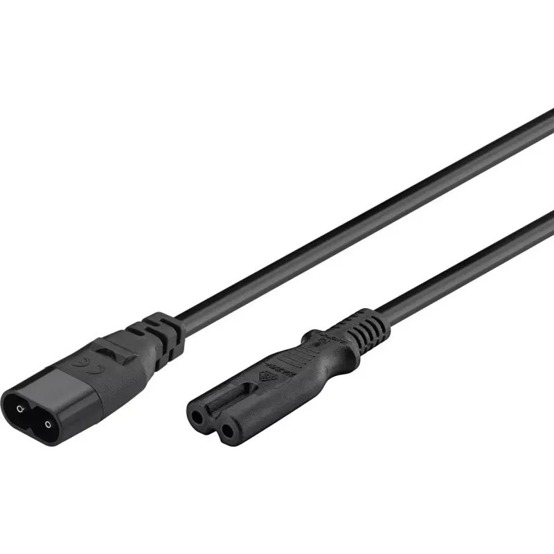 Wentronic IEC-60320-C8 para IEC-60320-C7 2m conector fêmea C8 para conector fêmea C7 preto (97201)