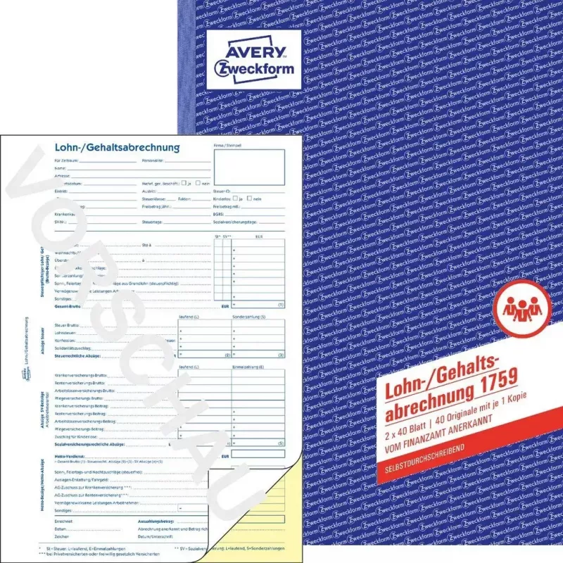 Formulário/livro de contabilidade AVERY 1759 A4 40 páginas