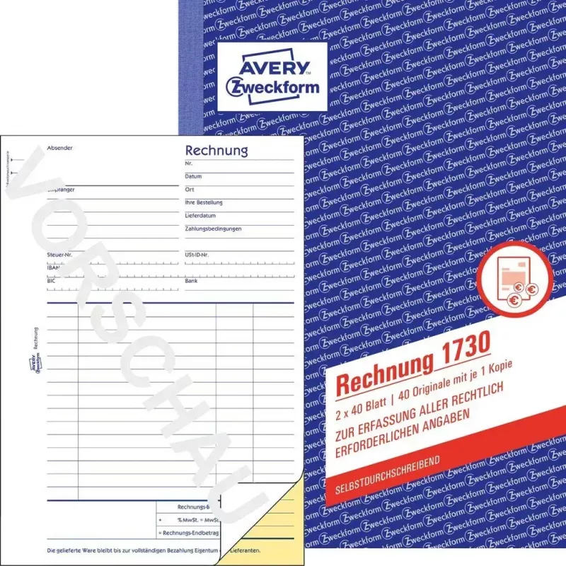 Livro de formulários de contabilidade AVERY 1730-5 A5 40 páginas