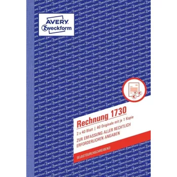 Livro de formulários de contabilidade AVERY 1730-5 A5 40 páginas