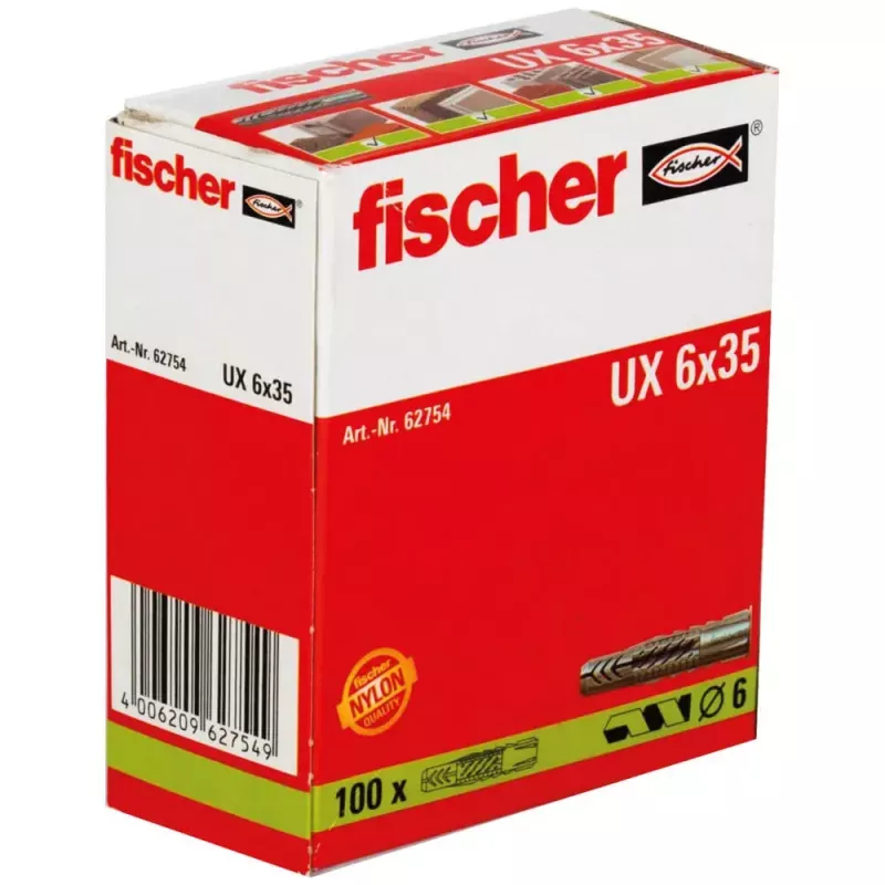 Bucha de parede Fischer 62754 Bucha de parafuso 35 mm