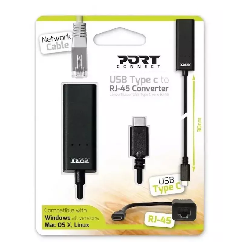 PORT Designs PORT Connect Adaptador de rede USB-C para Gigabit Ethernet