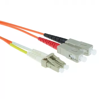 Cabo patch de fibra ótica LSZH Multimodo 62.5/125 OM1 duplex com fichas LC e SC ACT 0,5 metros