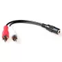Cabo de ligação de áudio ACT 0,15 metros 1x ficha jack 3,5 mm para 1x conector fêmea jack estéreo 3,5 mm – 2x fichas RCA