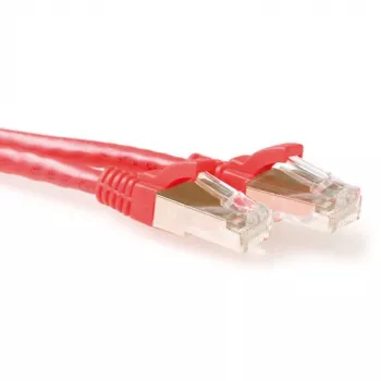 Cabo patch SFTP CAT6A LSZH snagless com fichas RJ45 ACT vermelho 20 metros