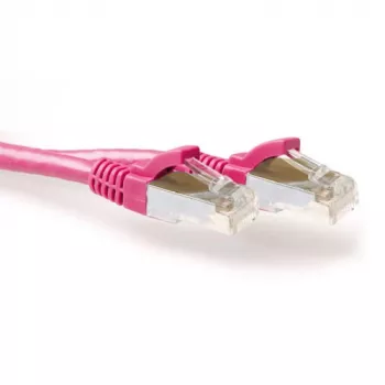 Cabo de rede ACT Rosa 3 metros LSZH SFTP CAT6A sem patilhas com fichas RJ45