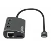 Manhattan Dock/Hub USB-C com leitor de cartões, ligações (x6): Ethernet, HDMI, USB-A (x3) e USB-C, com Power Delivery (100 W) para a ligação USB-C (nota: requer fonte de alimentação USB-C e cabo USB-C adicionais), universal para todos os dispositivos, alumínio, corresponde a DKT30CSDHPD3