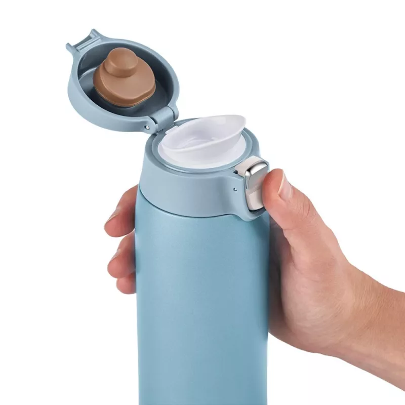 Caneca EMSA Light 400 ml azul tampa de aço inoxidável polipropileno
